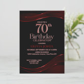 モダン ブラック レッド 70歳の誕生日パーティー 招待状 (スタンド正面)
