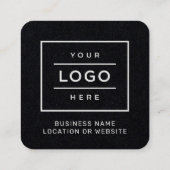 モダン ブラック ロゴ QR コード スキャン メニュー スクエア名刺 (裏面)