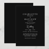 モダン ブラック 親族なしの結婚式 招待状 (正面/裏面)