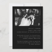 モダン ブラック 2枚の写真の結婚式カップル秘密結婚 案内状 (裏面)
