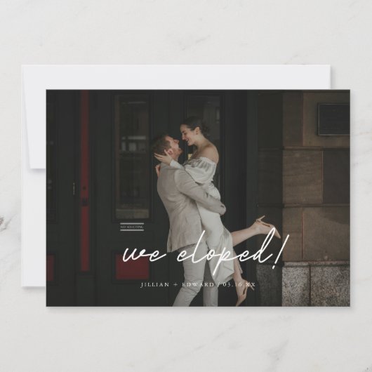 モダン ブラック 4 枚の写真 アーチ ウェディング エルオープメント 案内状 (正面)