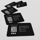 モダン ブラック QR コード 写真名刺 名刺