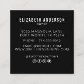 モダン ブラッシュピンク ベーカリー ケータリング シェフ スクエア名刺 (裏面)