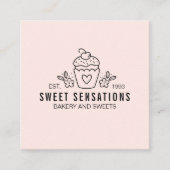 モダン ブラッシュピンク ベーカリー ケータリング シェフ スクエア名刺 (正面)