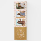 モダン ブラッシュ ゴールド コンフェッティ 3 フォト 卒業 横断幕 (縦)