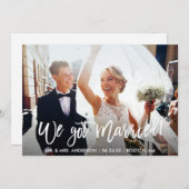 モダン ブラッシュ スクリプト 私たち結婚しました ウェディング 案内状 (正面/裏面)