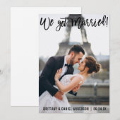 モダン ブラッシュ スクリプト 私たち結婚しました カップル フォト 案内状 (正面/裏面)