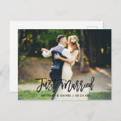 モダン ブラッシュ スクリプト 結婚写真 ポストカード (正面/裏面)