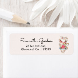 モダン ブラッシュ ティーパーティー ブライダルシャワー アドレス ラベル