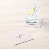 モダン ブラッシュ ローズ パーソナライズ モノグラム ネーム - スクエアペーパーコースター (インサイチュ)