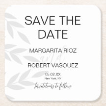 モダン ブランチ グレー ホワイト スクリプト セーブ ザ デート 招待状