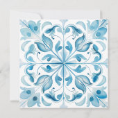 モダン ブルータイルとレモン　結婚式のご案内カード セーブザデート (裏面)