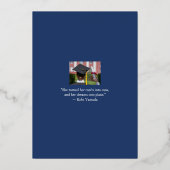 モダン、ブルー2枚組 卒業写真 箔招待状 (裏面)