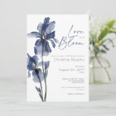 モダン ブルー アイリス ラブ イン ブルーム ブライダル シャワー 招待状 (スタンド正面)