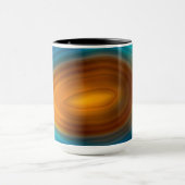 モダン ブルー アゲート スライス ゴールド マグカップ (中央)