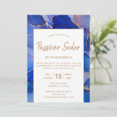 モダン ブルー アブストラクト ペサハ セーダー 招待状 (スタンド正面)