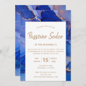 モダン ブルー アブストラクト ペサハ セーダー 招待状 (正面/裏面)