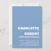 モダン ブルー ウェディング レセプション 招待状 (正面)