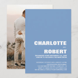 モダン ブルー ウェディング レセプション 招待状