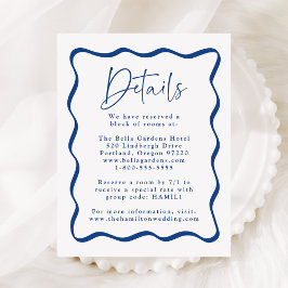 モダン ブルー ウェーブ フレーム ウェディング ディテール エンクロージャーカード