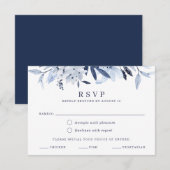 モダン ブルー ウォーターカラー RSVP 料理選択カード 招待状 (正面/裏面)