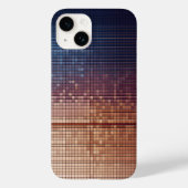 モダン ブルー オレンジ ピクセル モザイク グラデーション サンセット Case-Mate iPhoneケース (裏面)
