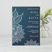 モダン ブルー ギャラクシー ヘンナ インド 結婚式 招待状 (スタンド正面)