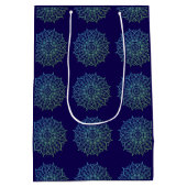 モダン ブルー グリーン ブランディング マンダラ ありがとう 名 ミディアムペーパーバッグ (裏面)