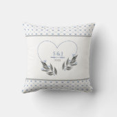 モダン ブルー グレー ウェディング カップル イニシャル 年 クッション (裏面)