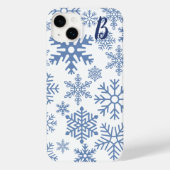 モダン ブルー スノーフレーク モノグラム Case-Mate iPhoneケース (裏面)