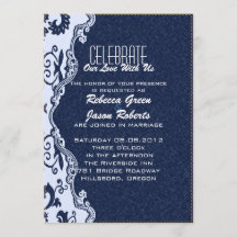 モダン ブルー デニム ラ lace フラワーリース カントリー ウェディング