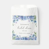 モダン ブルー ハイドランジア フラワーブライダルシャワー フェイバーバッグ (正面)