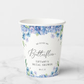 モダン ブルー ハイドランジア フラワーブライダルシャワー 紙コップ (裏面)
