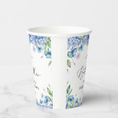 モダン ブルー ハイドランジア フラワーブライダルシャワー 紙コップ (右)