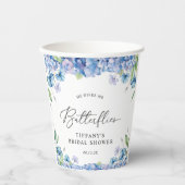 モダン ブルー ハイドランジア フラワーブライダルシャワー 紙コップ (正面)