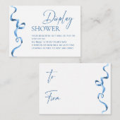 モダン ブルー ハンド ドローンボウ ブライダルシャワー ディスプレイ エンクロージャーカード (正面/裏面)