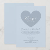 モダン ブルー ハート エロープメント ウェディング 招待状 (正面/裏面)