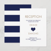 モダン ブルー ハート & ストライプ 受付カード エンクロージャーカード (正面/裏面)