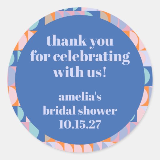 モダン ブルー パープル カスタム ブライズシャワー サンクス ラウンドシール (正面)