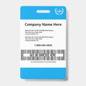 モダン ブルー ビジネス カスタム ネーム ID 従業員 バッジ (裏面)