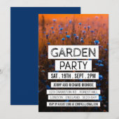 モダン ブルー フラワーズ, ガーデンパーティ 招待状 (正面/裏面)