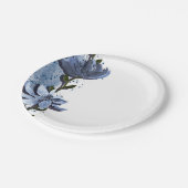 モダン ブルー フラワーズ フラワーズ ウォーターミディアム 結婚式 ペーパープレート (アングル)
