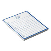モダン ブルー モノグラム 名前 To Do リスト 5.5" x 6" ノートパッド (アングル)