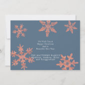 モダン ブルー ラスティック スノーフレーク 3 フォト クリスマス (裏面)