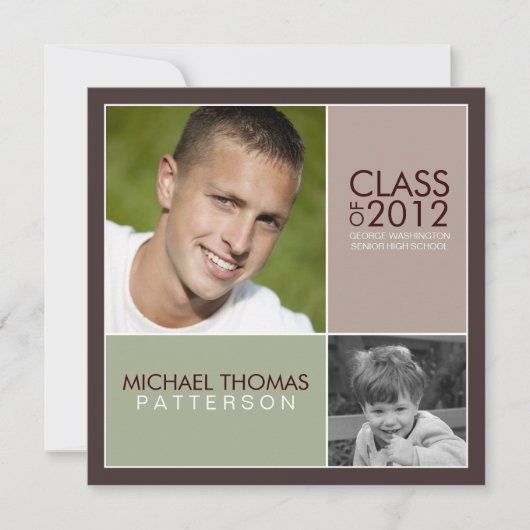 モダン ブロック 卒業パーティー 招待状 (正面)