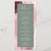 モダン　ブロッサムピンク　ゴールド　sage green アゲート 結婚式 メニュー (正面)