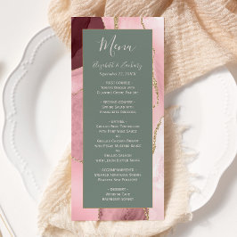 モダン ブロッサムピンク ゴールド sage green アゲート 結婚式 メニュー