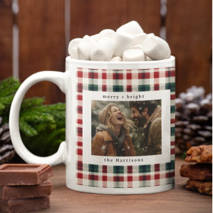 モダン プライド ルスティック モノグラム フォト クリスマス コーヒーマグカップ