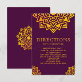 モダン プラム ゴールド マンダラ インド 方向 招待状 (正面/裏面)