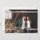 モダン プリント ローズゴールド ウェディング セーブ・ザ・デート (正面)